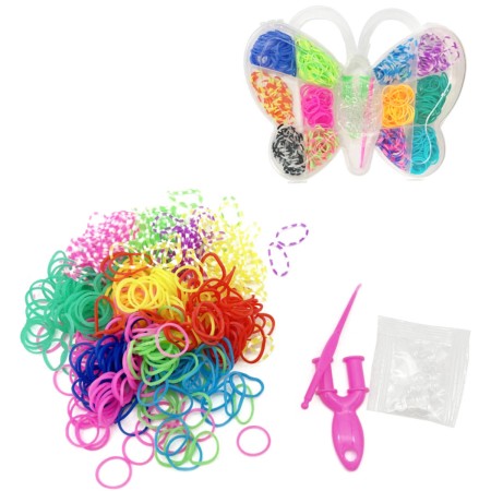 UDĚLEJ SI NÁRAMEK Gumičky LOOM BANDS 500ks set s doplňky motýl