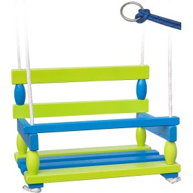 DŘEVO Houpačka dětská 38x29cm závěsná zelená se zábranou dřevěná