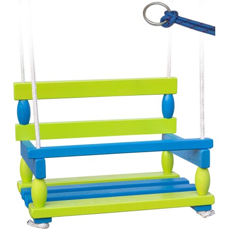 DŘEVO Houpačka dětská 38x29cm závěsná zelená se zábranou dřevěná