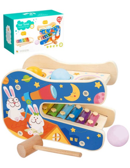 LUCY A LEO DŘEVO Hvězdné melodie zatloukačka a xylofon 2v1