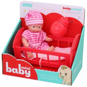 Panenka miminko 12cm set s postýlkou a lahvičkou 2 barvy