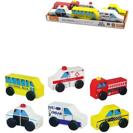 DŘEVO Autíčko baby 10cm set 6ks doplněk k vláčkodráze *DŘEVĚNÉ HRAČKY*