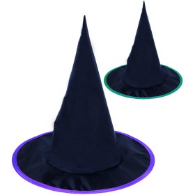 KARNEVAL Klobouk čaroděj černý 2 barvy špičatý *KARNEVALOVÝ DOPLNĚK*