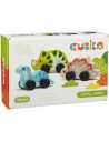 CUBIKA DŘEVO Baby veselí dinosauři zvířátko na kolečkách set 3ks