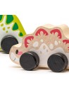 CUBIKA DŘEVO Baby veselí dinosauři zvířátko na kolečkách set 3ks