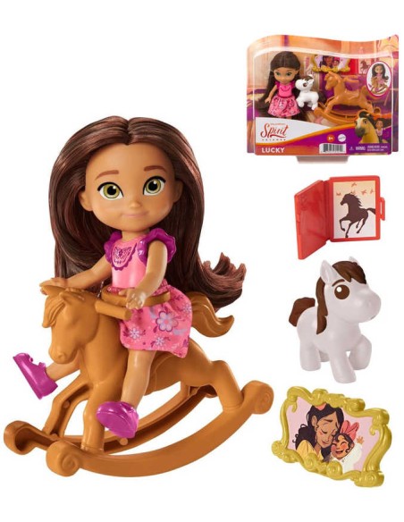 MATTEL SPIRIT Malá Lucky panenka kloubová 14cm set s koníkem a doplňky