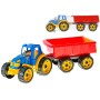 Traktor barevný set se sklápěcím přívěsem 54cm plast v síťce