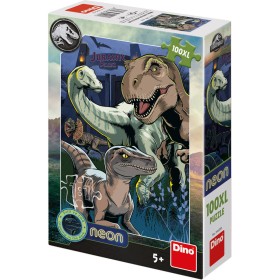 DINO Puzzle XL Jurský Svět 100 dílků neon skládačka 33x47cm svítí ve tmě