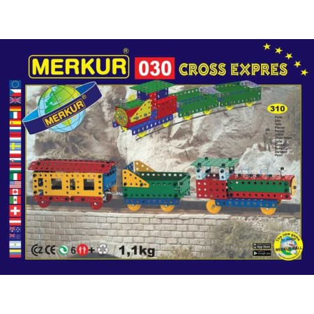 MERKUR M 030 Vláček Cross Expres 310 dílků *KOVOVÁ STAVEBNICE*