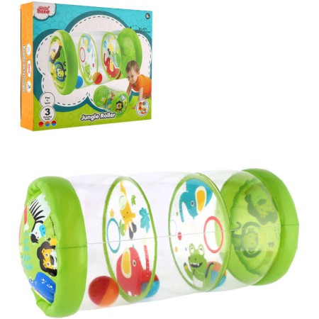 Válec baby nafukovací transparentní 43x20cm edukační set se 3 míčky pro miminko