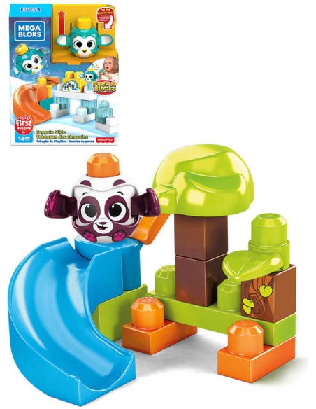 MEGA BLOKS Velká skluzavka baby stavebnice Peek A Blocks set 13 dílků + zvířátko