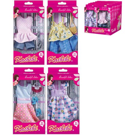 Šaty s fashion doplňky letní obleček pro panenku 29cm různé druhy v krabici