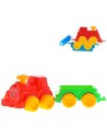 Baby vláček barevný set lokomotiva + vagón s obličejem 2 barvy plast