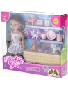 Panenka holčička 16cm set s pejsky a nádobím 2 druhy v krabici