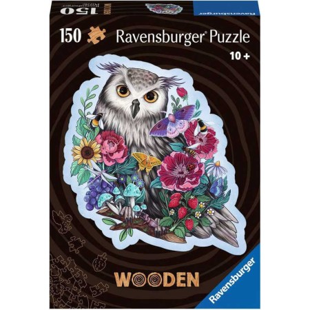 RAVENSBURGER DŘEVO Puzzle 150 dílků Tajemná sova 27x20cm skládačka