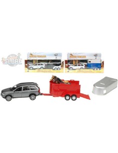 KIDS GLOBE Auto Volvo XC90 kovové PB přívěs s koněm