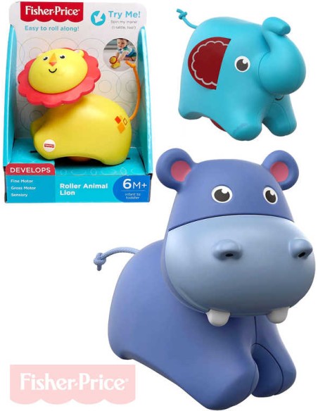 FISHER PRICE Baby zvířátko pojízdné chrastící pro miminko 3 druhy plast