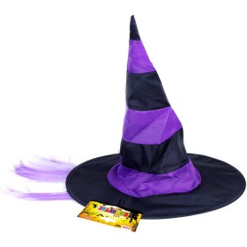 KARNEVAL Klobouk čarodějnický s fialovými vlasy *KARNEVALOVÝ DOPLNĚK*