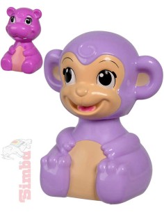 SIMBA Baby veselé zvířátko opička/hrošík zmáčkni a jeď 2 druhy pro miminko