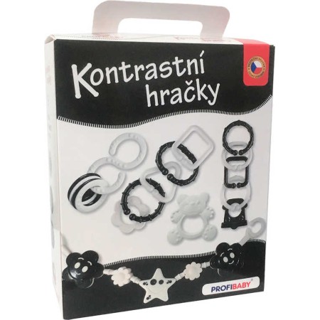 PROFIBABY Baby kontrastní hračky + zábrana na kočárek pro miminko
