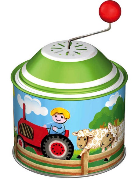 LENA Skříňka hrající Farma 8cm retro mlýnek na kličku s melodií kov