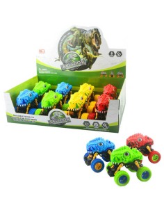 Auto off-road terénní Dino s očima velká kola na setrvačník 4 barvy plast