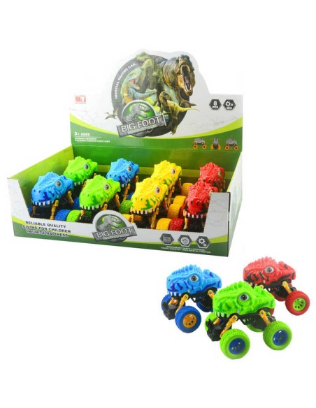 Auto off-road terénní Dino s očima velká kola na setrvačník 4 barvy plast
