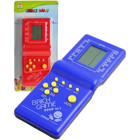 Hra retro digitální Brick Game Tetris na baterie na kartě 4 barvy plast Zvuk