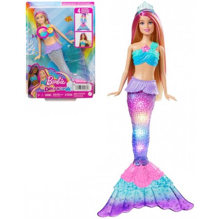 MATTEL BRB Panenka Barbie mořská panna blikající na baterie Světlo