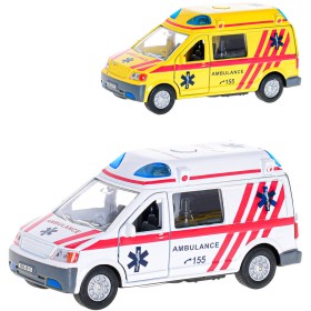 Auto ambulance CZ zpětný chod 14cm na baterie Světlo Zvuk 2 barvy kov
