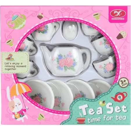 Čajový servis dětský porcelánový s růžičkami set s konvičkou a cukřenkou