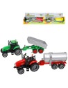 KIDS GLOBE Traktor kov set s vlečkou na baterie Světlo Zvuk různé druhy
