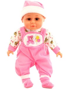 Panenka miminko 30cm růžové dupačky měkké tělíčko na baterie Zvuk