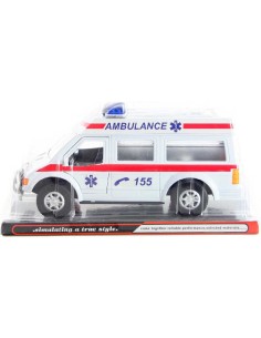 Auto sanitka plastová 15cm bílá ambulance na setrvačník