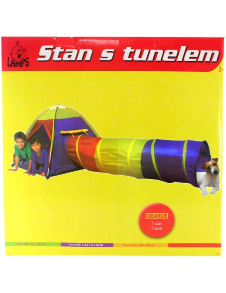 Stan s tunelem (domeček) prolézací domek pro děti 280 x 112 x 94 cm