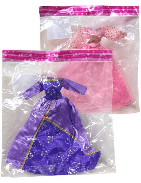 Šatičky plesové pro panenku na ramínku různé druhy v sáčku
