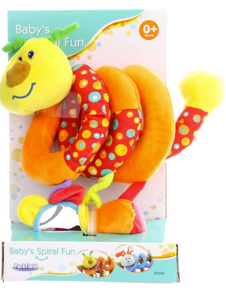 PLYŠ Baby spirála housenka chrastítko s aktivitami na postýlku pro miminko