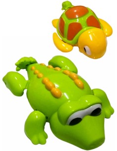 Krokodýl / želva 14cm baby zvířátko natahovací do vody pro miminko 2 druhy