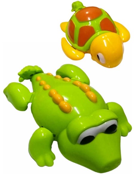 Krokodýl / želva 14cm baby zvířátko natahovací do vody pro miminko 2 druhy