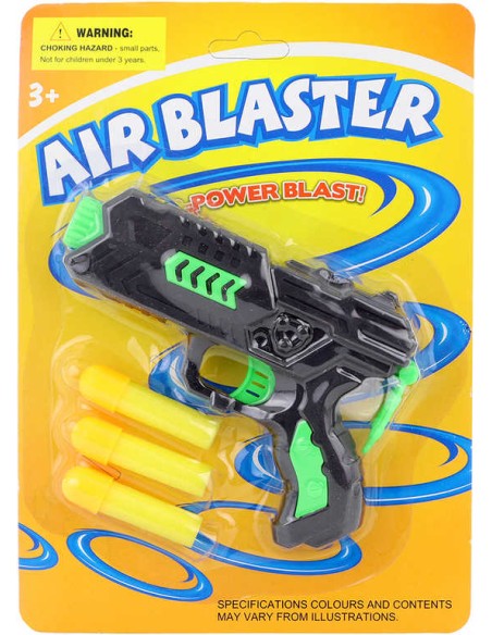 Pistolka dětská černo-zelená 12cm + 3 soft pěnové náboje