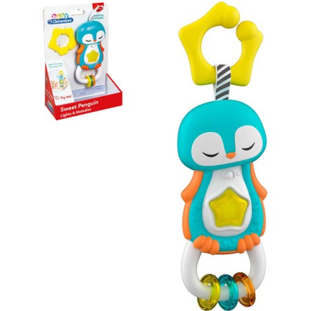 CLEMENTONI Baby chrastítko tučňák na baterie pro miminko Světlo Zvuk