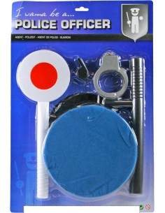 Policejní sada plácačka s čepicí a doplňky malý policajt na kartě