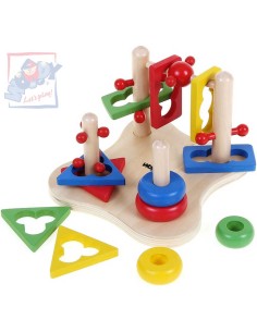 WOODY DŘEVO Motorika 3D navlékací tvary 16 dílků *DŘEVĚNÉ HRAČKY*