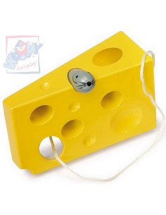 WOODY DŘEVO Provlékadlo "Sýr s myškou" * DŘEVĚNÉ HRAČKY *