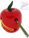 WOODY DŘEVO Provlékadlo Jablko s červíkem *DŘEVĚNÉ HRAČKY*