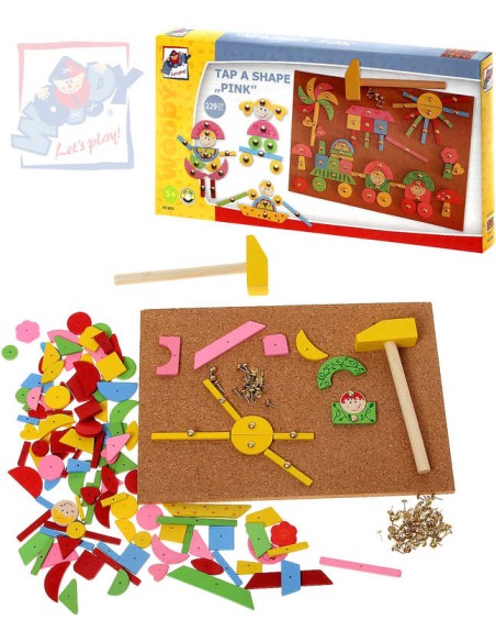 WOODY DŘEVO Deska s přibíjecími tvary růžová