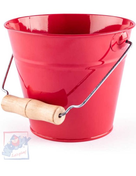 WOODY Kyblík dětský zahradní červený kov 15cm dřevěná rukojeť