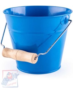 WOODY Kyblík dětský zahradní modrý kov 15cm dřevěná rukojeť