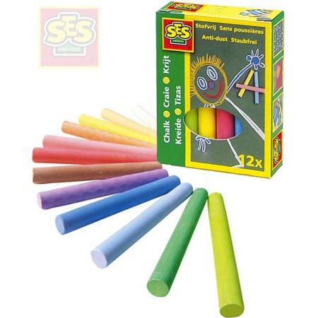 SES CREATIVE Křídy dětské barevné set 12ks v krabičce