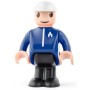 WOODY DŘEVO Hasiči set autíčko s vagonkem a figurkou doplněk k vláčkodráze